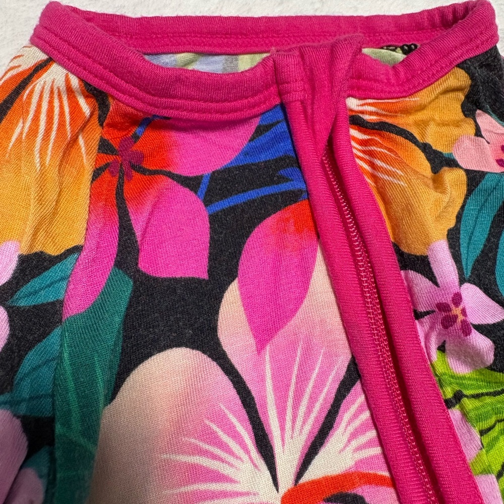 Little Sleepies Jungle Blooms Zippy 0-3M Bamboo Convertible Sleeper GUC - Picture 2 of 5